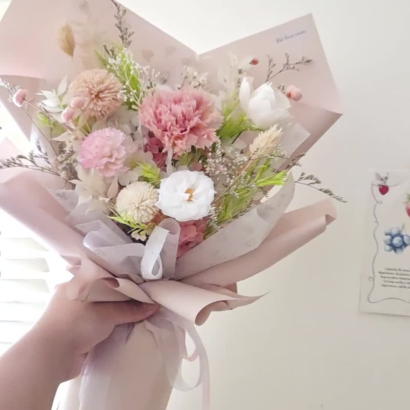 2026 母亲节 永生康乃馨中。小型花束 - 干燥花/捧花 - 植物．花 