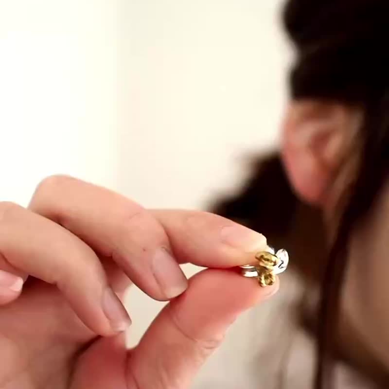 贵宾犬耳骨夹 - 耳环/耳夹 - 纯银 金色