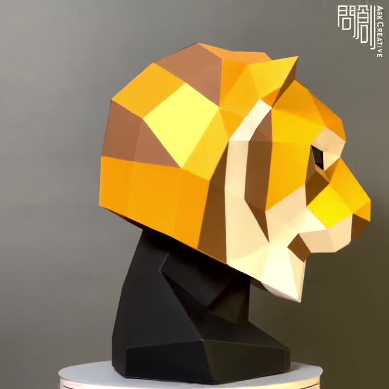 问创设计手作3D纸模型礼物套面具系列老-虎面具(大小可选) - 玩偶/公仔 - 纸 白色