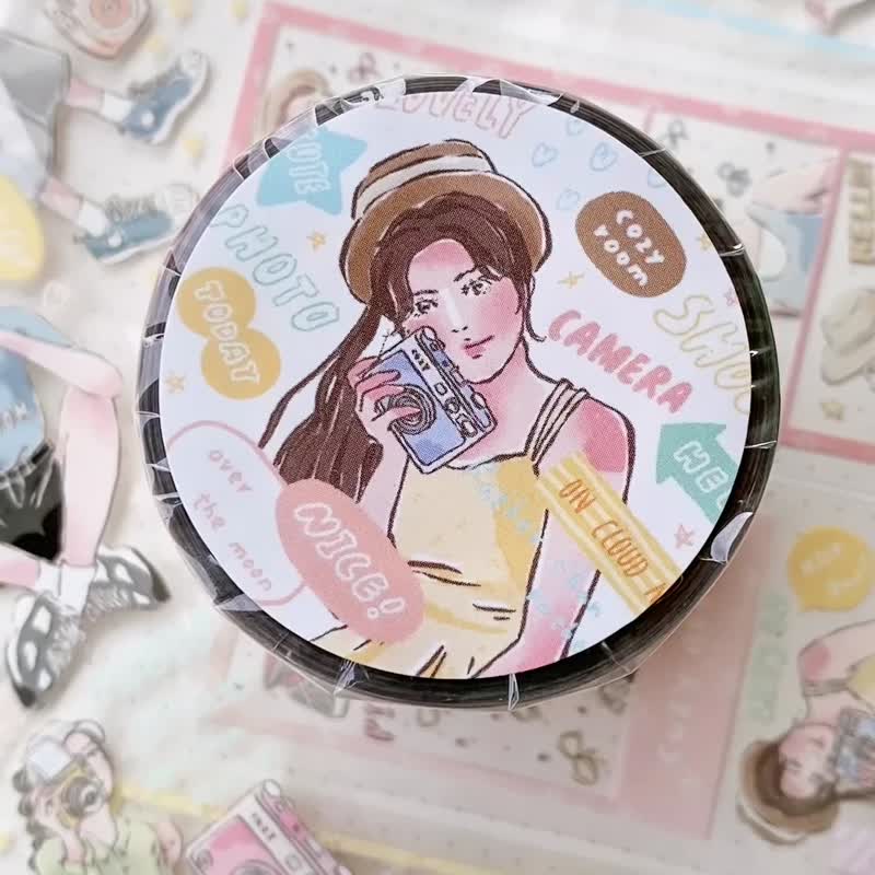Cozyroom/女子拍立得/4厘米PET纸胶带/附离型纸 - 纸胶带 - 塑料 多色