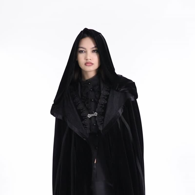 哥德林地巫师连帽翻领斗篷 - 女装休闲/机能外套 - 其他材质 黑色