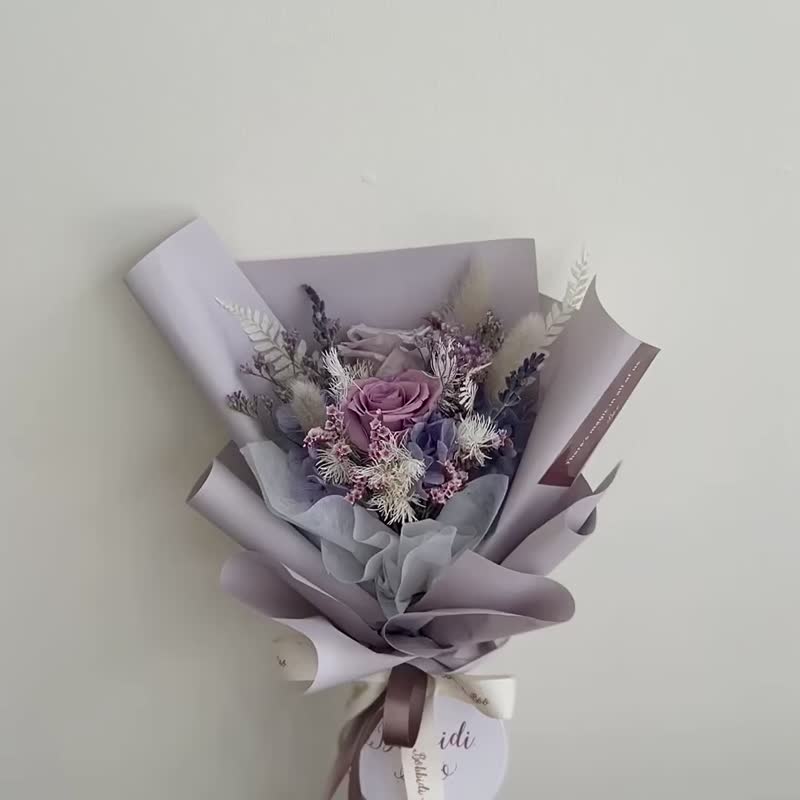 【永生玫瑰花花束】• 情人节/永生玫瑰花/永生玫瑰花花束/玫瑰花 - 干燥花/捧花 - 植物．花 紫色