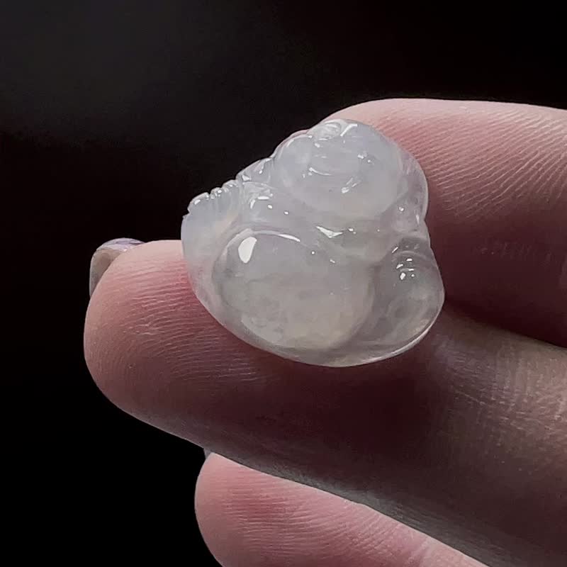 冰种翡翠弥勒佛吊饰 | 天然缅甸玉翡翠A货 | 送礼 - 吊饰 - 玉石 透明