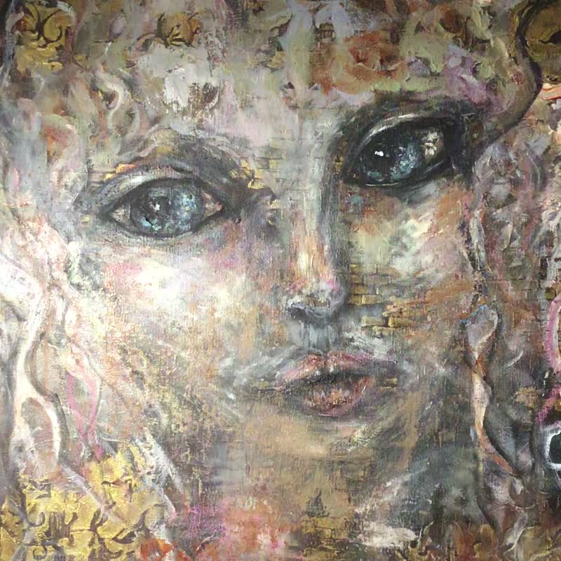 幻想女人猫原创压克力混合媒体绘画 - 墙贴/壁贴 - 其他材质 粉红色
