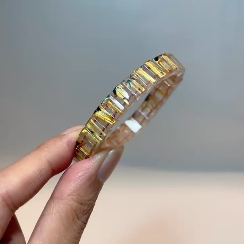 宝石系 天然矿石 钛晶 9.5mm 手排 - 手链/手环 - 宝石 金色