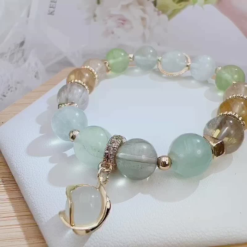 彩萤石 | 天然水晶矿石 - 手链/手环 - 水晶 