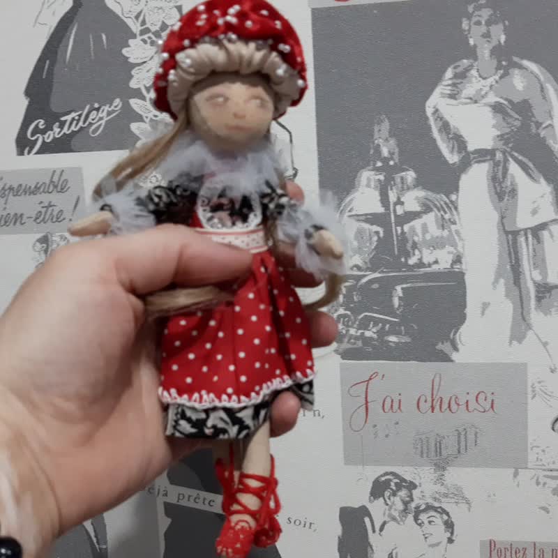 Gift textile Doll -Mushroom handmade.Kids rom interior - 玩偶/公仔 - 棉．麻 红色