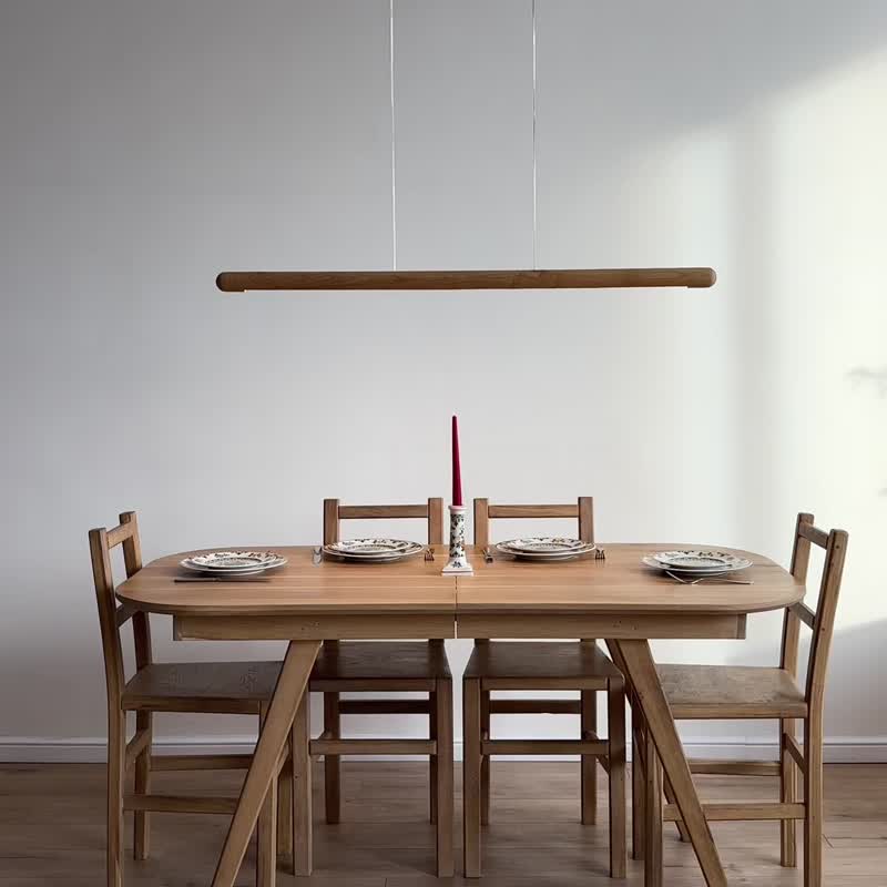 线性吊灯、圆形吊灯、木质吊灯、餐厅灯 - 灯具/灯饰 - 木头 