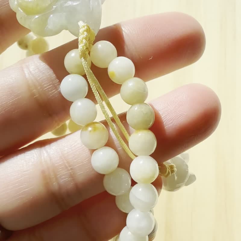 手工玉石手镯 - 晨曦玫瑰半开口手镯 - 手链/手环 - 玉石 黄色