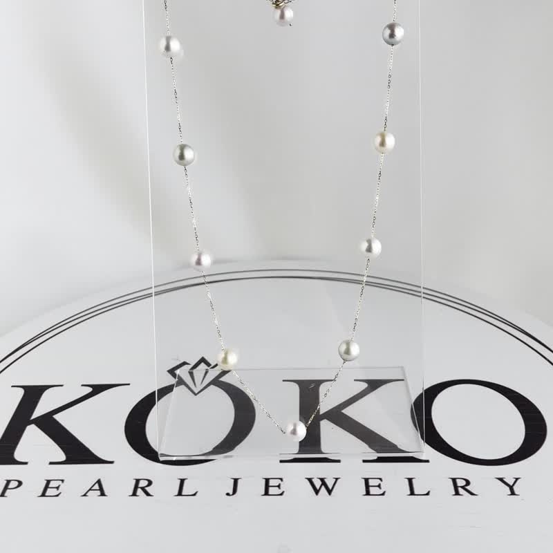 日本制 akoya 珍珠 天然糖果色 珍珠项链 珍珠手链 18k 金项链 - 项链 - 珍珠 多色