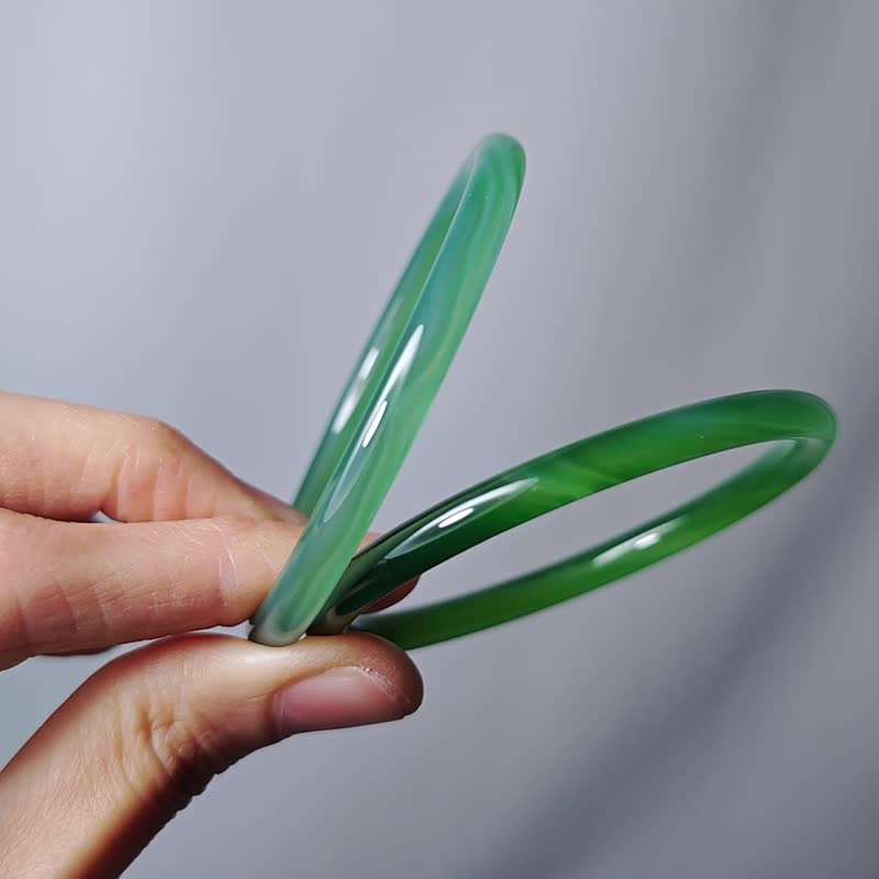 冰种 绿玉瓍 富贵 叮当镯 玉振金声 2只一组 手镯 17.5cm 单品 - 手链/手环 - 宝石 绿色
