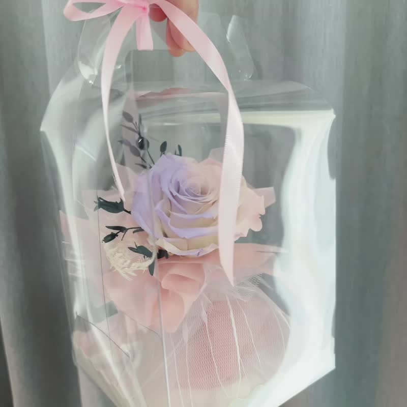 24小时出货/永生花盒/厄瓜多尔尔单枝双色玫瑰 直径九厘米的粉紫玫瑰 - 干燥花/捧花 - 植物．花 多色
