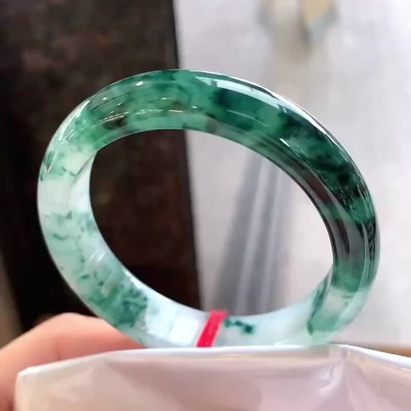 冰种翡翠天然翡翠玉镯A玉手镯 玉鈪 • 冰种森林翡翠福镯 - 手链/手环 - 玉石 绿色