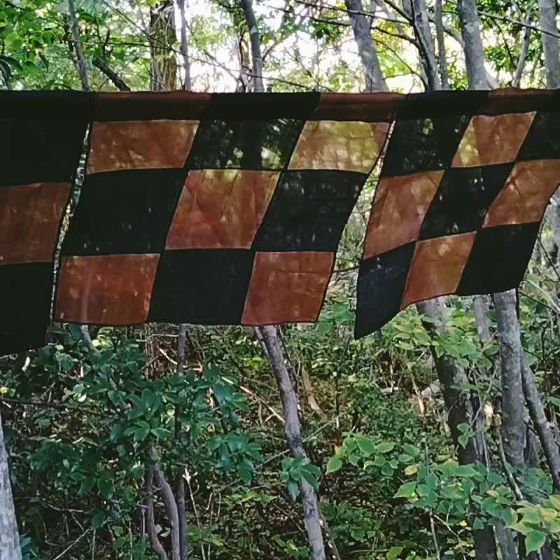 noren Japanese tapestry Japanese-style lattice pattern - 门帘/门牌 - 丝．绢 咖啡色