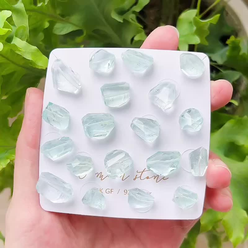 Mos苔藓海蓝宝石镜面超闪切割 宝石感原矿项链 - 锁骨链 - 宝石 蓝色