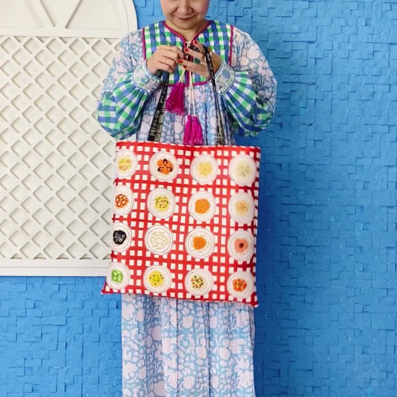 Pasta Tote Bag Lsize - 手提包/手提袋 - 聚酯纤维 红色