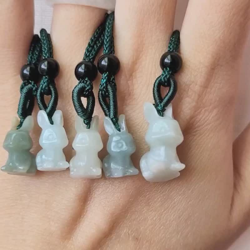 【亲翠】天然翡翠 冰多色可爱小兔兔第三弹 | 生肖兔 | 经典回归 - 项链 - 玉石 多色