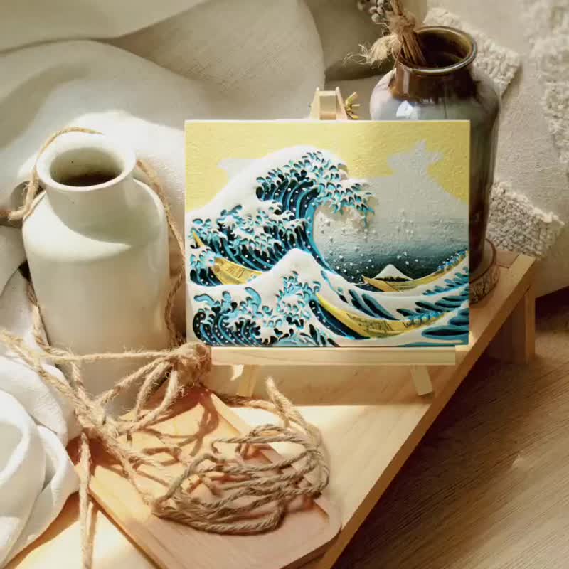 【台湾现货】立体DIY数字油画-神奈川冲浪里 数字画 亲子玩具 - 摆饰 - 压克力 蓝色