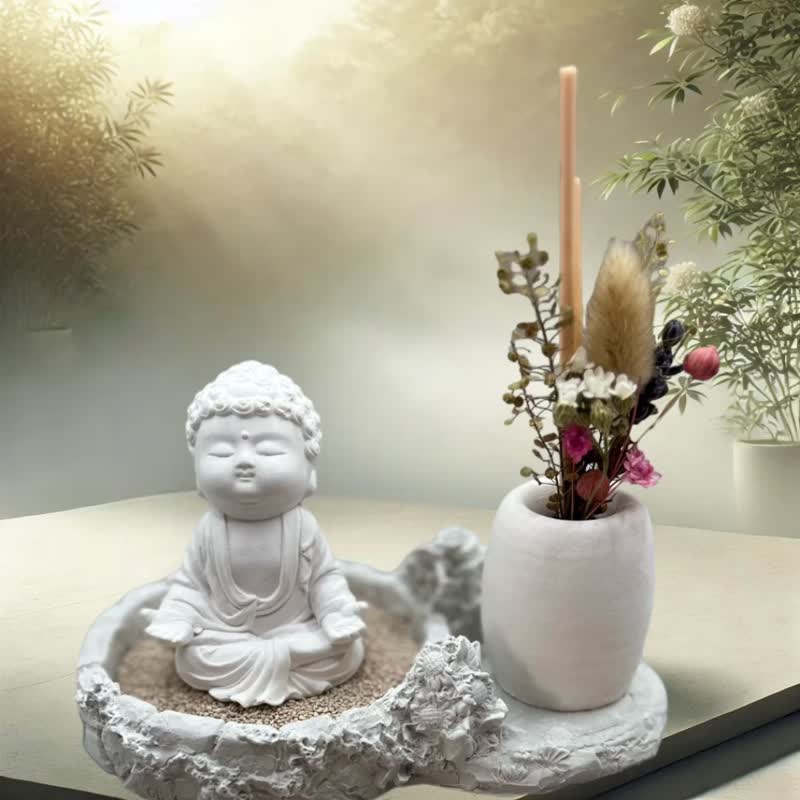 净念吉祥公仔之衲静 豪华田园套组 艺术香氛扩香 居家香氛 - 香薰/精油/线香 - 水泥 白色