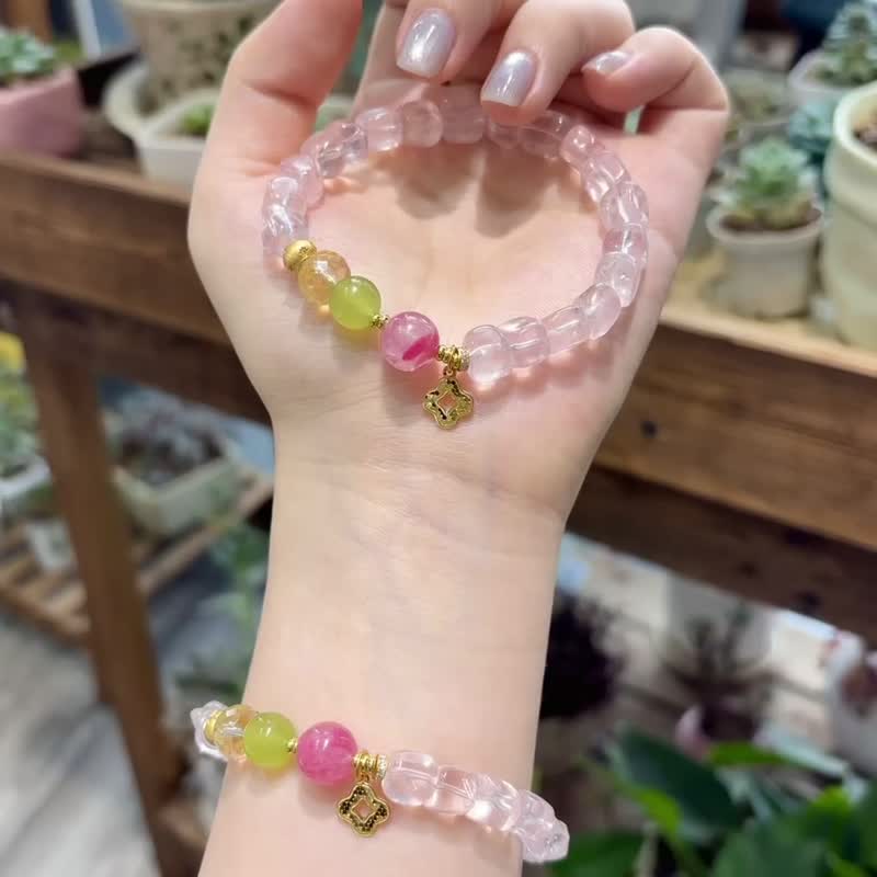 原创设计款粉粉嫩嫩天然莫桑比克粉晶随型手链 - 手链/手环 - 水晶 
