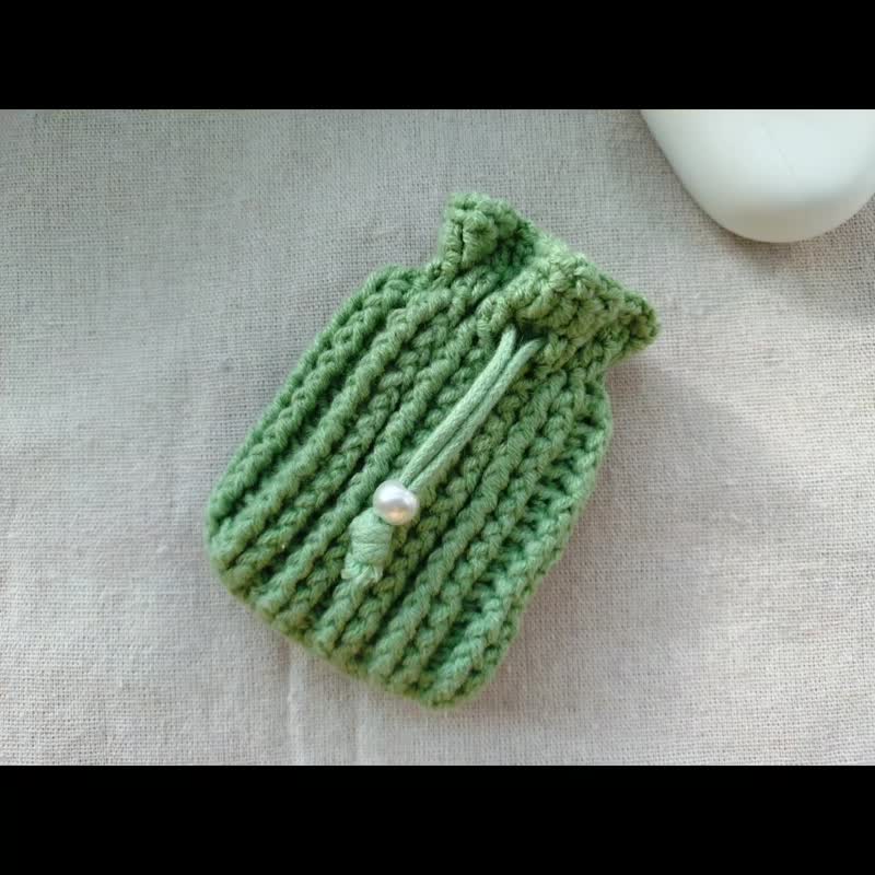 airpods收纳袋 耳机收纳袋 素色束口袋 毛线编织+现货 - 化妆包/杂物包 - 其他材质 