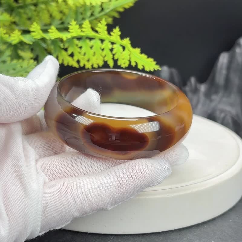 美拉德色系 景观玛瑙手镯 55MM 冰润起光天眼宽条 自然与大地联结 - 手链/手环 - 半宝石 