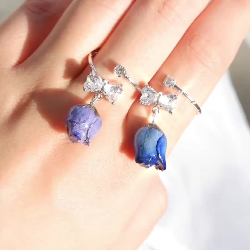 可选颜色　真玫瑰干花戒指 - 戒指 - 树脂 多色