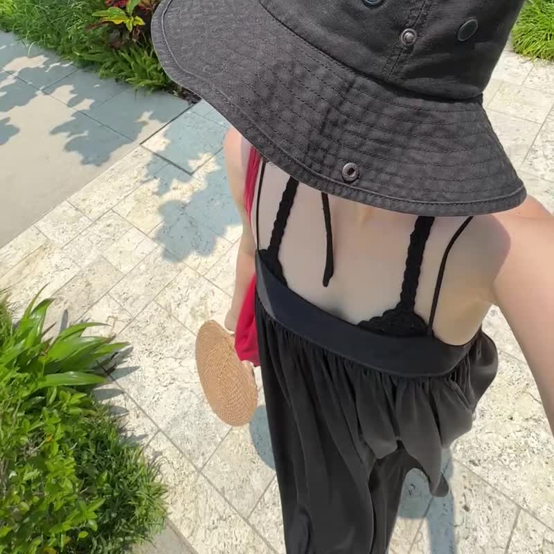 极细肩带 平口美洋 - 洋装/连衣裙 - 聚酯纤维 黑色