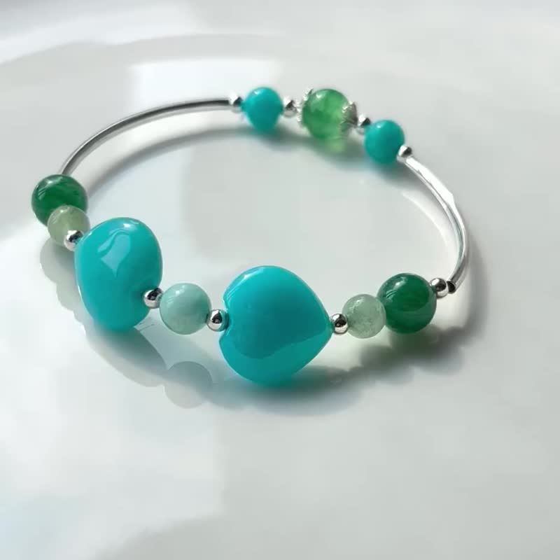 【心流系列】天河石绿东菱银手环 - 手链/手环 - 半宝石 蓝色