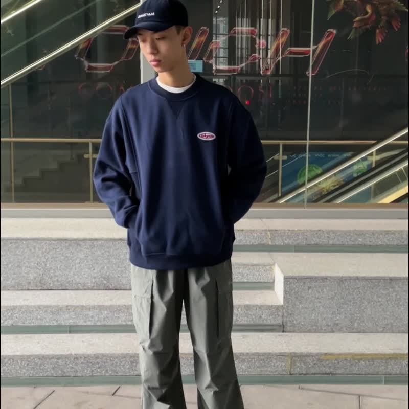 DAKYAM 罗纹拼接圆领套头长袖卫衣休闲纯棉上衣 - 男装上衣/T 恤 - 棉 