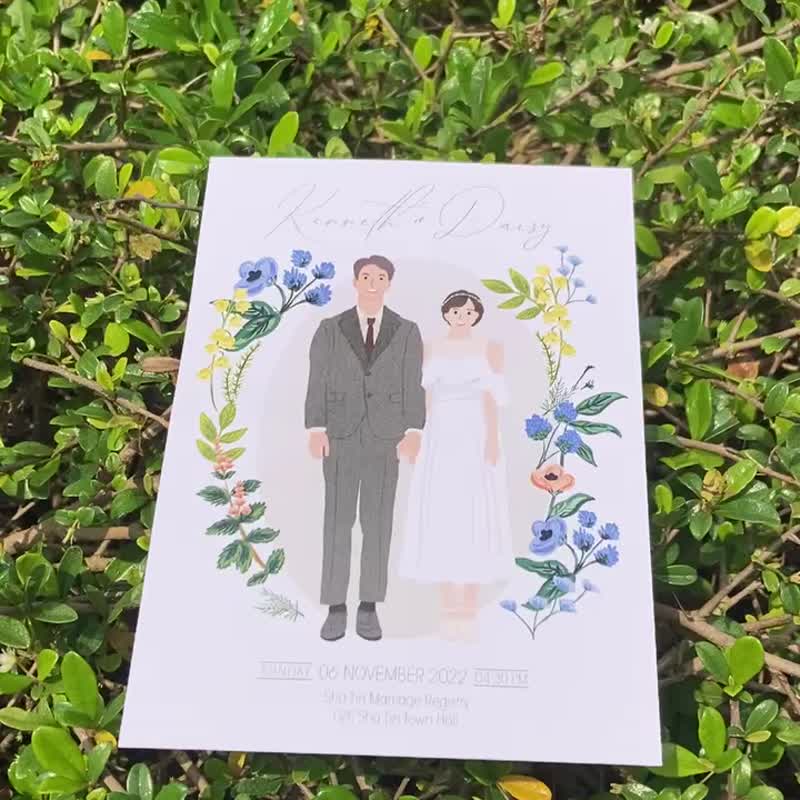 客制化 似颜绘 结婚电子卡 - 电子手绘真人画像/绘画/插画 - 其他材质 