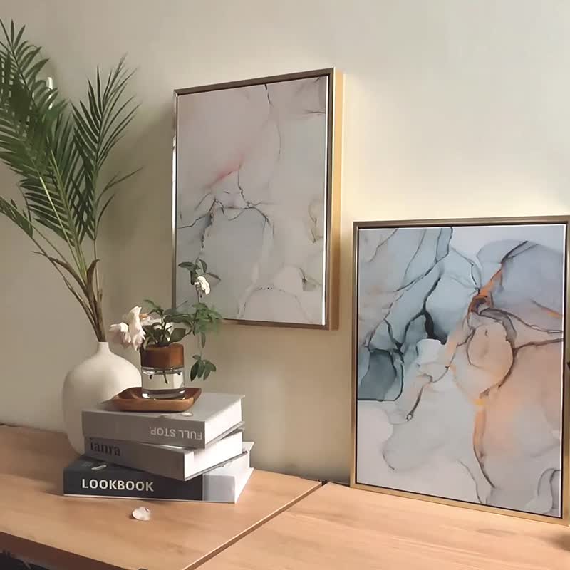 交汇 - 疗愈大理石纹抽象画/卧室挂画/入厝礼/新年布置/居家设计 - 海报/装饰画/版画 - 其他材质 多色