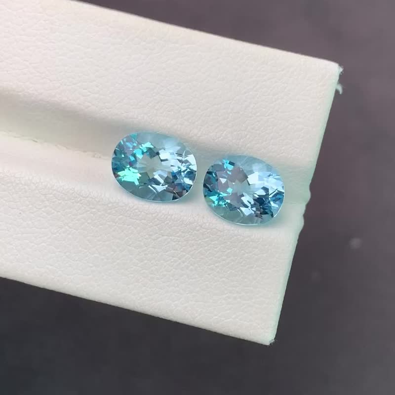简约超级圣玛丽海蓝宝石天然石aquamarine18k金戒指海蓝宝石戒指 - 戒指 - 宝石 蓝色