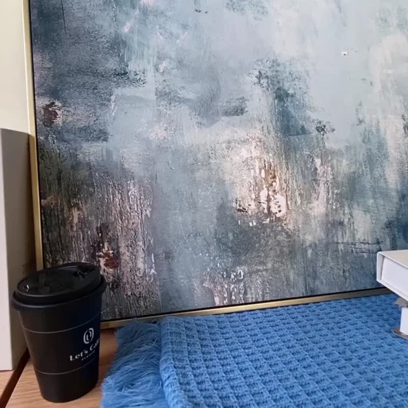 之间•In between-现代轻奢银灰抽象画/油画复制画/玄关/客厅挂画 - 海报/装饰画/版画 - 其他材质 银色