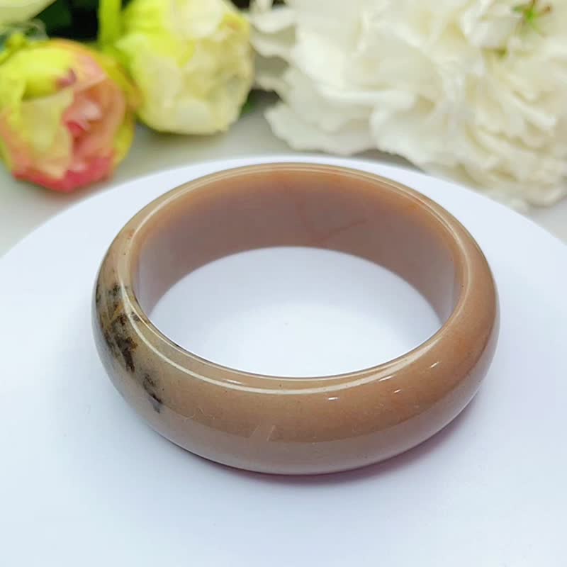 NO.84巧克力草花手镯 58 MM 圈口 发财树草花镯 可可色平安镯 - 手链/手环 - 玉石 咖啡色