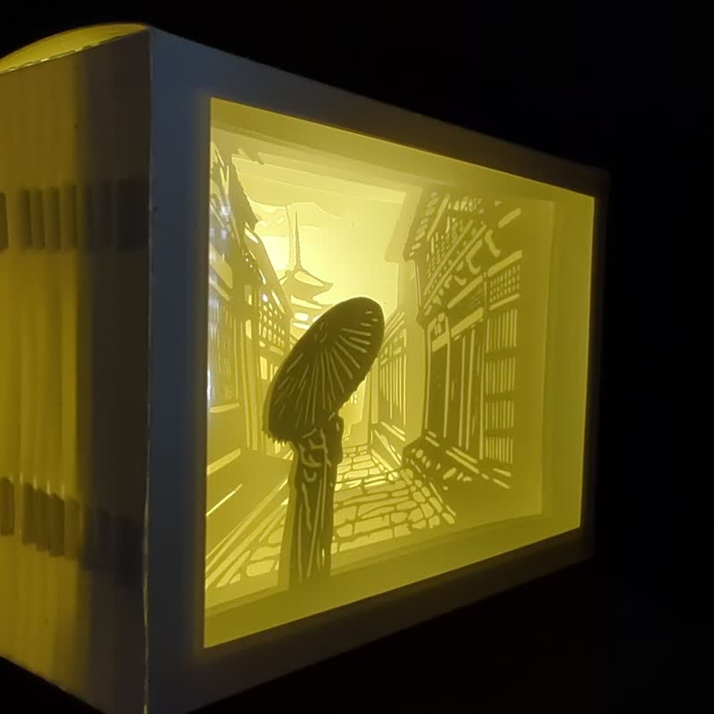 京都法观寺八坂塔与仕女 B 纸雕灯 - 木工/竹艺/纸艺 - 纸 白色