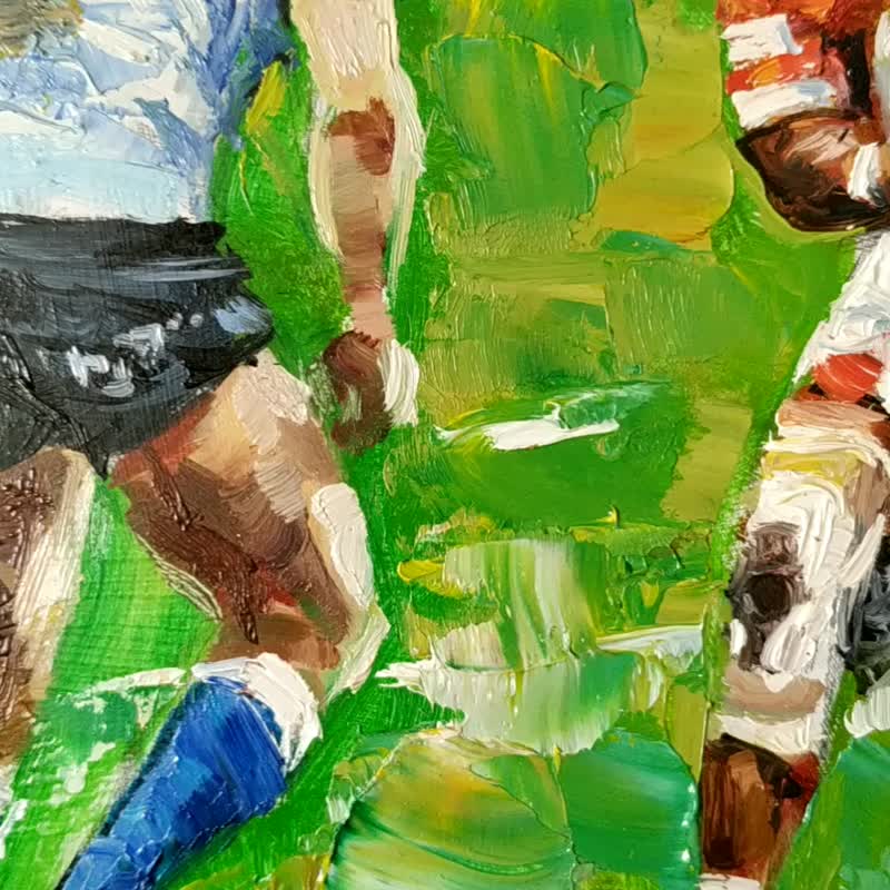 Rugby 橄榄球绘画 American Football 油畫原作 Original Painting Oil Artwork Small Wall Art - 海报/装饰画/版画 - 木头 多色