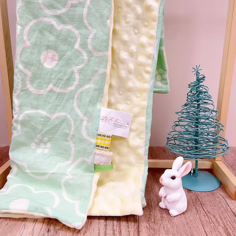秋冬必备宝宝豆豆毯-薄荷绿 弥月礼盒 新生儿礼物 推车毯 汽座毯 - 婴儿床上用品 - 棉．麻 绿色