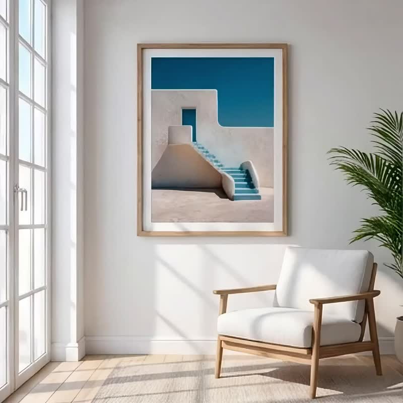 夏日的出口 艺术微喷 极简地中海建筑风 空间延伸疗愈装饰挂画 - 海报/装饰画/版画 - 棉．麻 