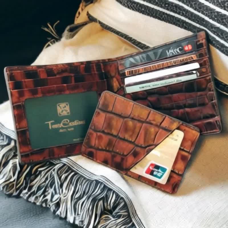 Tosca | Texture Wallet / 皮革钱夹(鳄鱼压纹) 男装/信用卡/真皮 - 皮夹/钱包 - 真皮 咖啡色