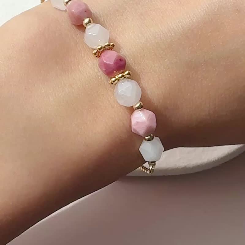柔光之愿 | 粉晶・蔷薇辉石手链 | 女性健康・助孕守护・爱与祝福 - 手链/手环 - 水晶 粉红色