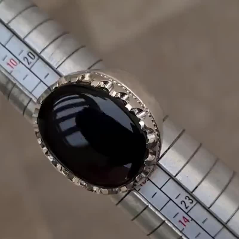 黑红血玛瑙戒指 akikaqiq 玛瑙石 hakik 珠宝宗教戒指 - 戒指 - 宝石 黑色