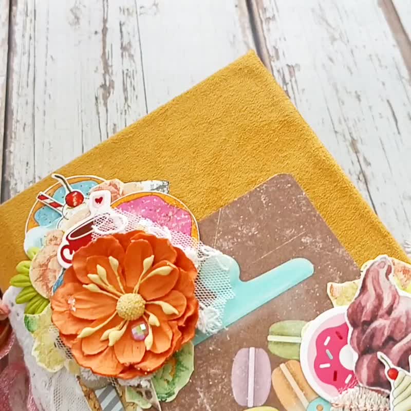 甜甜圈咖啡日记 手工制作 咖啡蛋糕笔记本 贩售中 食谱日记 - 笔记本/手帐 - 纸 橘色