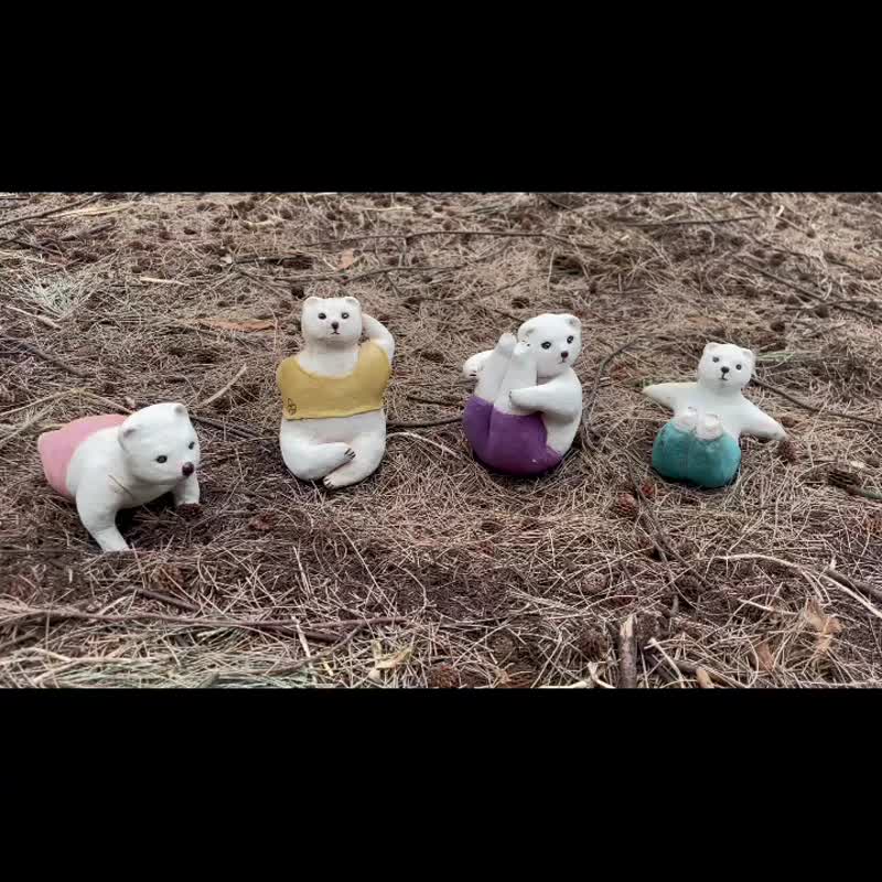 马卡龙瑜珈熊系列ㄧ - 玩偶/公仔 - 陶 橘色