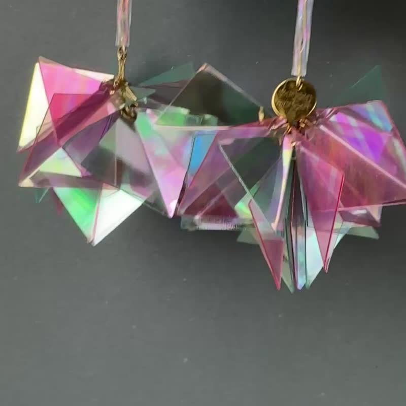 绿x粉红 - 耳环/耳夹 - 塑料 紫色