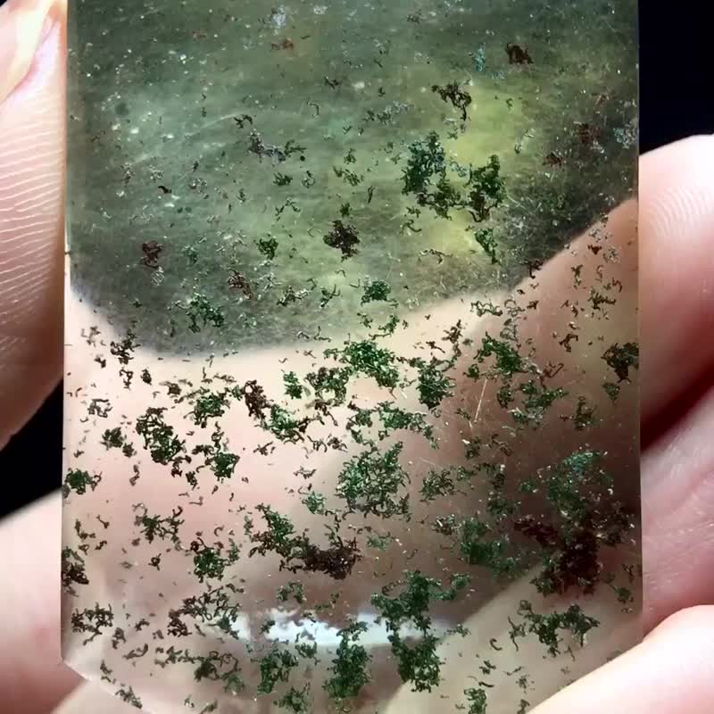 天然稀有彩幽灵发晶共生无事牌吊坠  毛衣链个头足  彩幽灵颜 - 吊饰 - 水晶 
