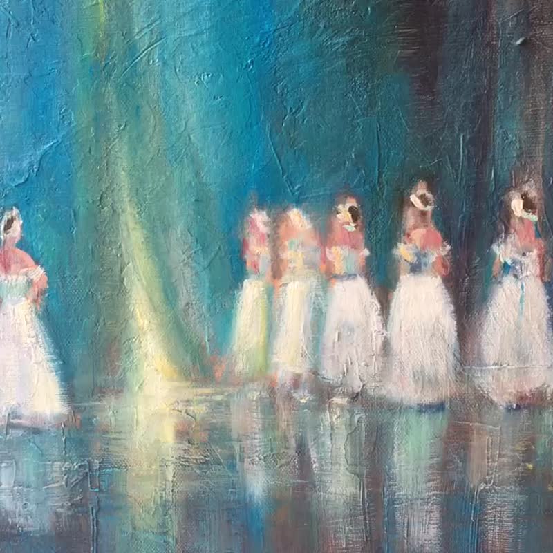 Oil Painting Original Hand Painted Ballerina Impressionist - 墙贴/壁贴 - 其他材质 蓝色