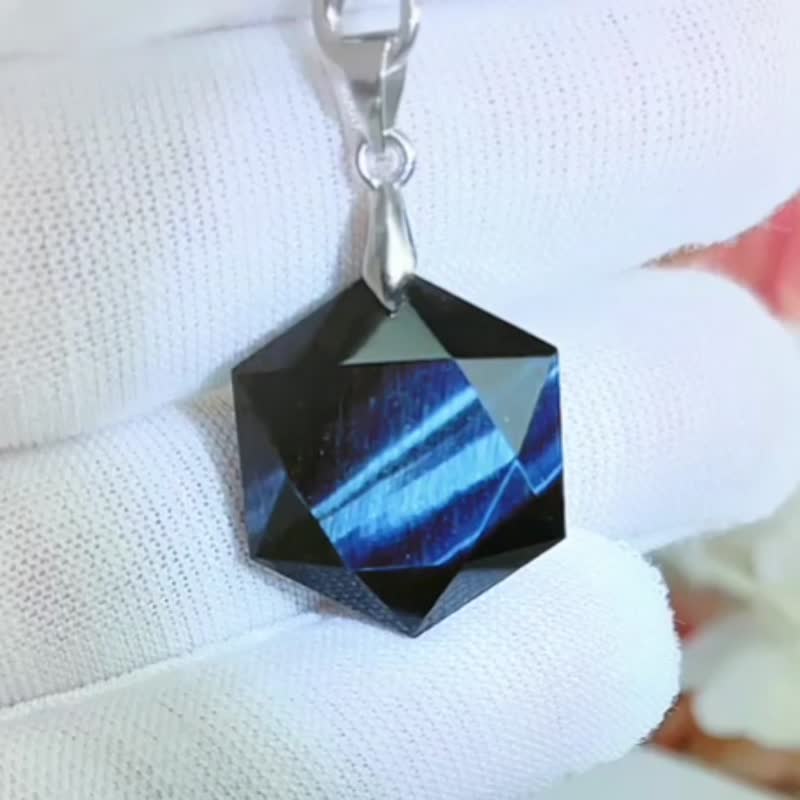 电波闪电 蓝虎眼石 灵摆 项链 蓝虎眼 虎眼石 黄虎眼石灵摆 - 项链 - 半宝石 多色