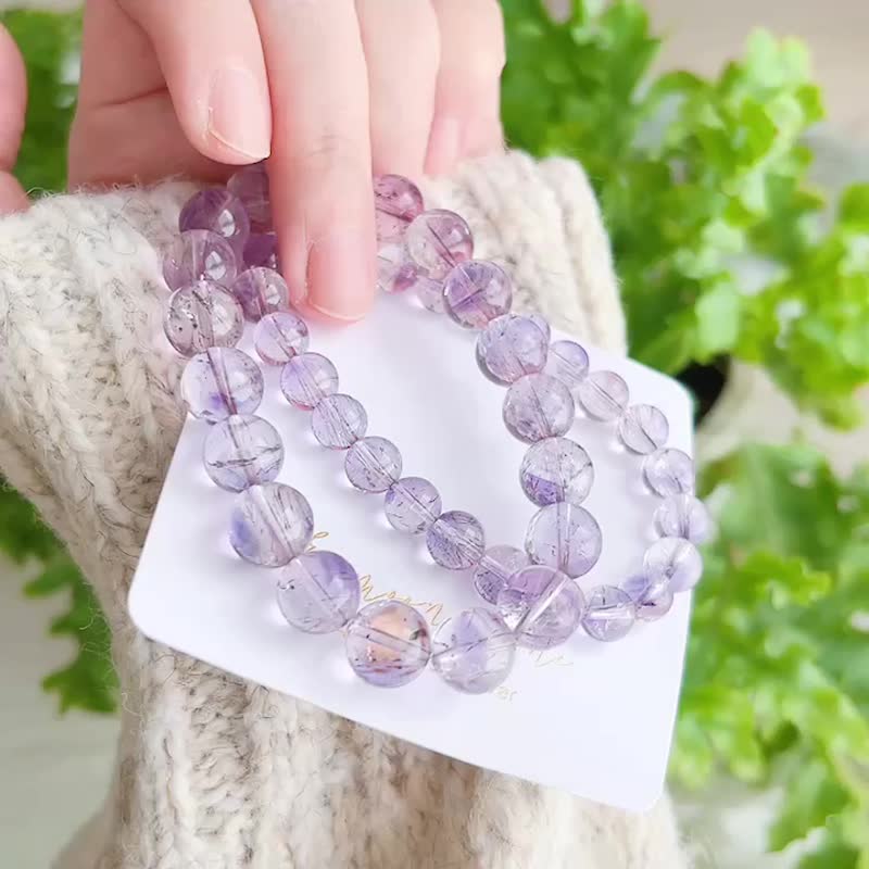 全净体清透亮泽 黑紫超七高频水晶手链 - 手链/手环 - 水晶 紫色