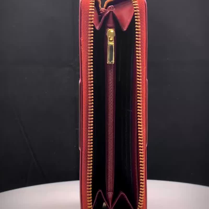 CROSS 限量1折 顶级小牛皮链长夹贾姬系列全新专柜展示品 - 皮夹/钱包 - 真皮 咖啡色
